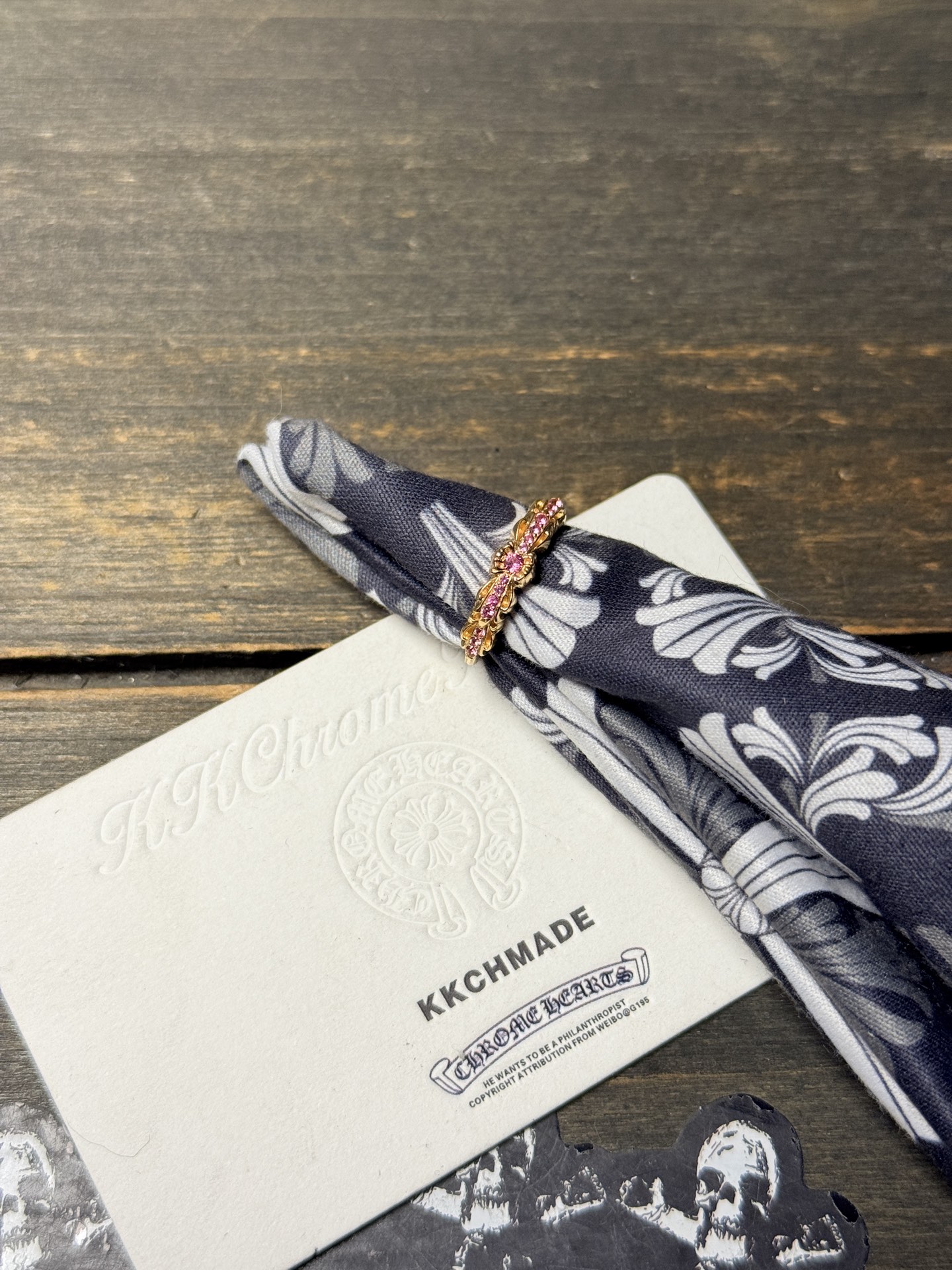 Custom-made for clients: 22k gold pink diamond narrow open cross flower design