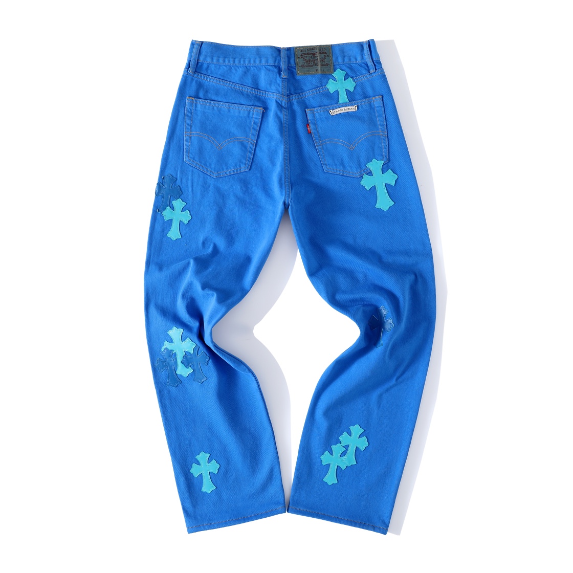 CH London Exclusive Blue City-Limited Jeans: These jeans are undeniably stylish and unique, their rarity speaks for itself. Made with a special original denim fabric, identical to Vintage 501, they undergo a special hand-finishing process and three w