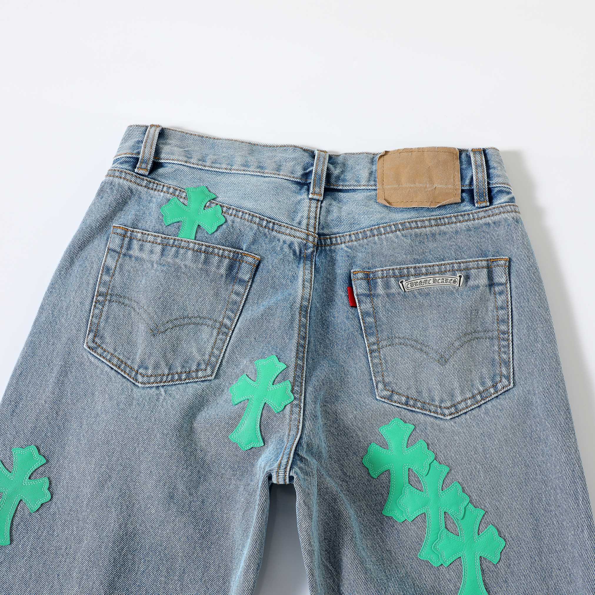 CH London Exclusive Blue City-Limited Jeans: These jeans are undeniably stylish and unique, their rarity speaks for itself. Made with a special original denim fabric, identical to Vintage 501, they undergo a special hand-finishing process and three w