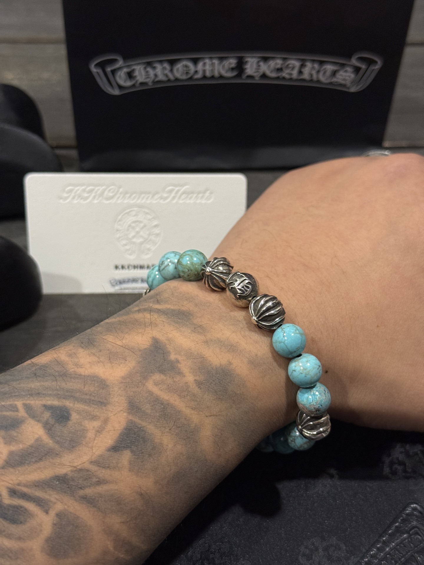 Customer order: turquoise 8-silver bead bracelet