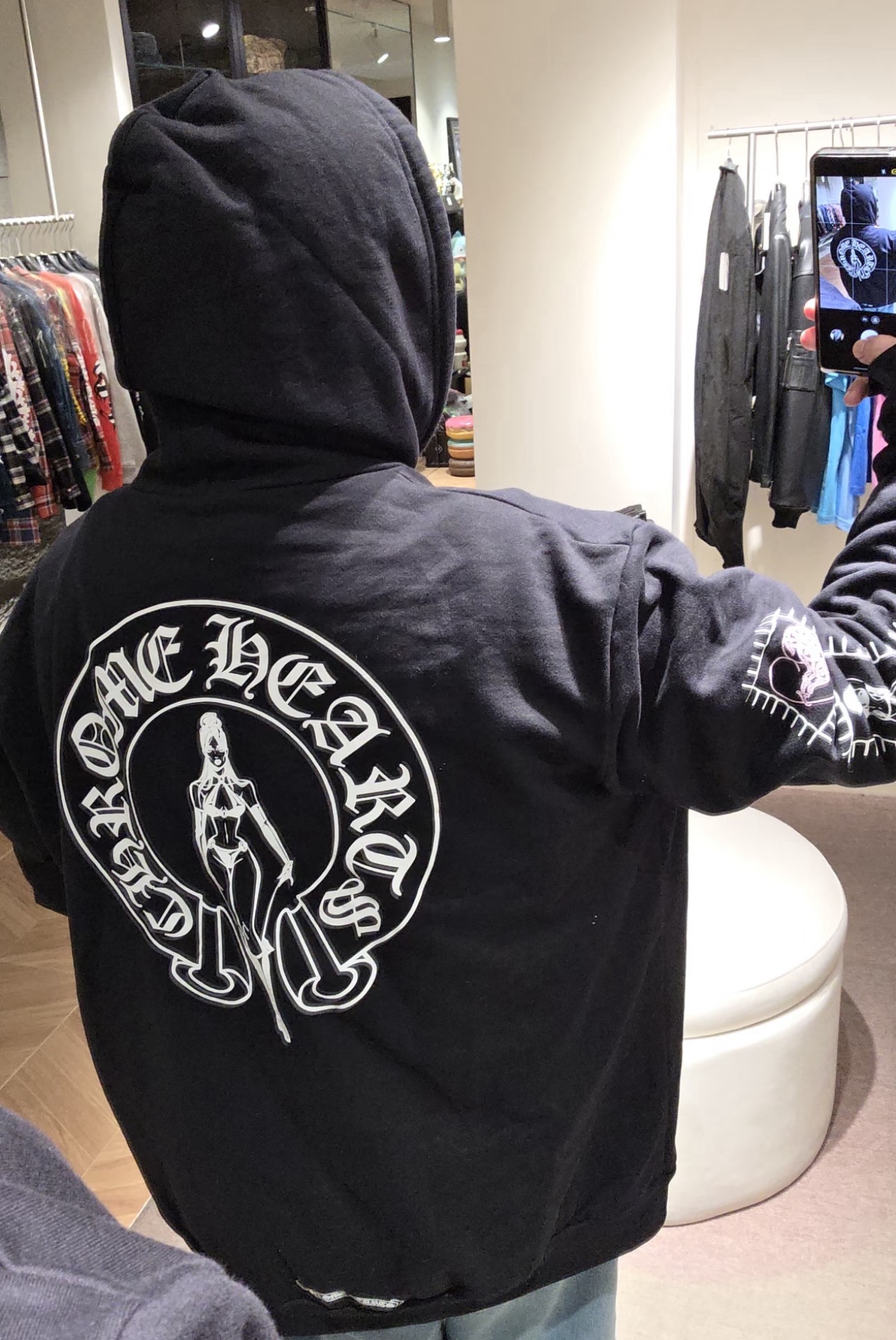 Chrome Hearts x Deadly Doll Latest Collaboration: Graffiti Horseshoe Zipper HoodieSize: S M L XL