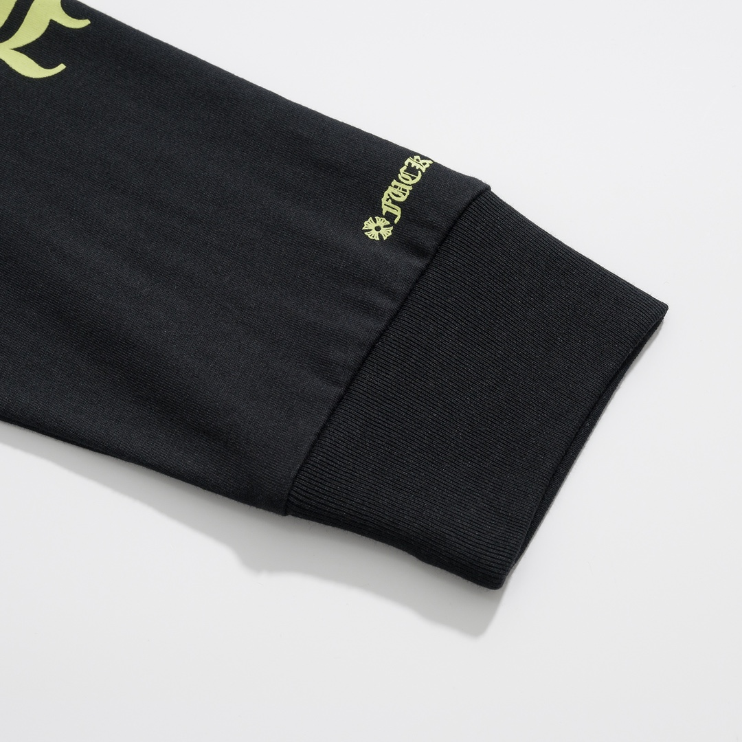 CH Chrome Hearts Fluorescent Letter Sanskrit Long-Sleeve T-ShirtCustom-made comfortable cotton fabric, chest pocket design, fluorescent Sanskrit print on the collar and sleevesSizes S-XL