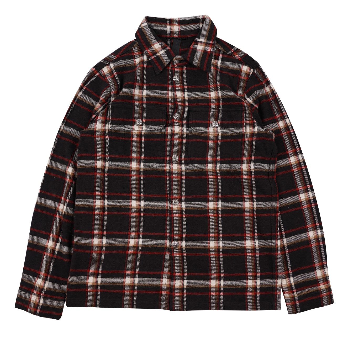 CH Chrome Hearts 22ss Flannel Plaid Shirt Jacket. 100% cotton plaid exclusive custom-woven fabric. Custom fabric production has a long lead time; minimum order is 1000 meters! Brushed feel, requires special washing treatment later (not market fabric)