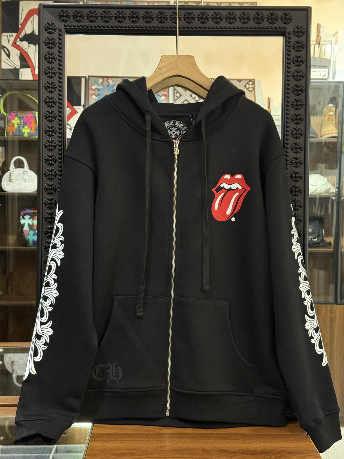Chrome Hearts Rolling Stone Red Tongue Collaboration Zip-Up HoodieSizes: S M L XL