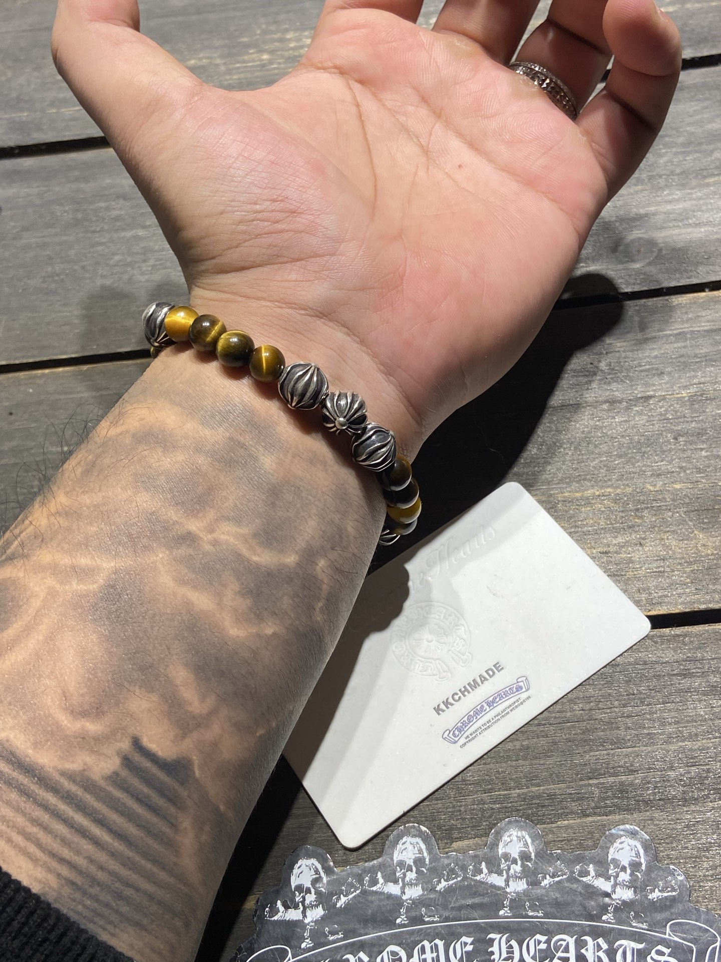 Customer order: Tiger's Eye 8 Silver Bead Bracelet