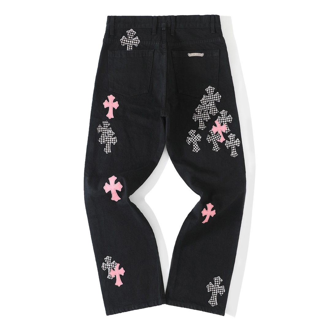 Pink Cross Checkered Flame Pants. This style has been developed over six months with significant investment, as it truly takes time to understand the details of these pants! So many people have asked about them. I believe those who buy from us aren't