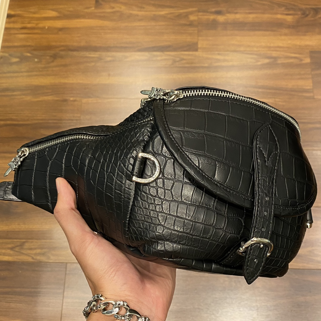 Chrome Hearts Large Saltwater Crocodile Waist BagCustom-made by a discerning customer who has bought from numerous boutiques both domestically and internationally.Perfect delivery. Pure handmade saltwater crocodile leather. Each bag requires four s
