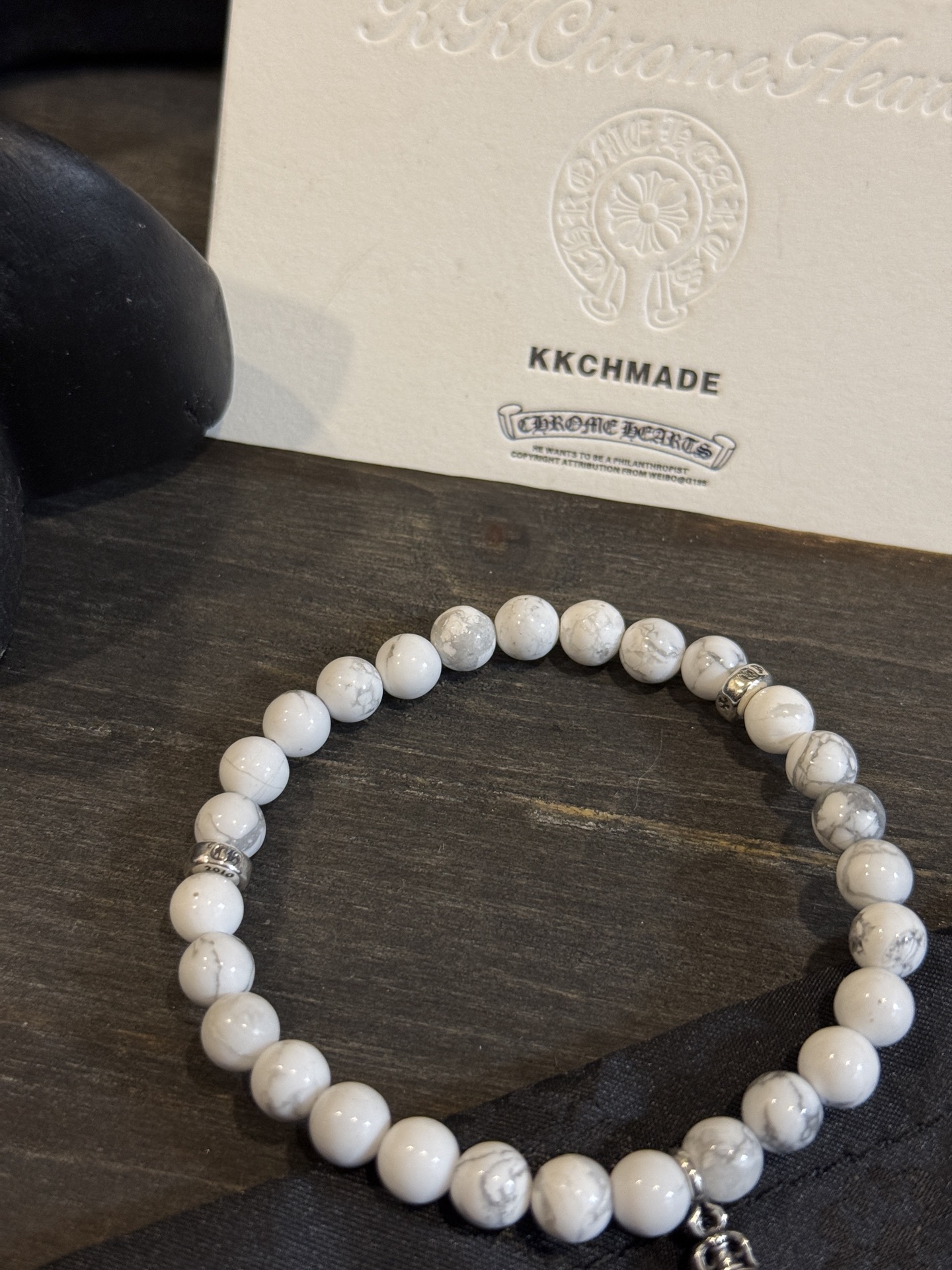 Customer order: White agate sword and silver bead bracelet