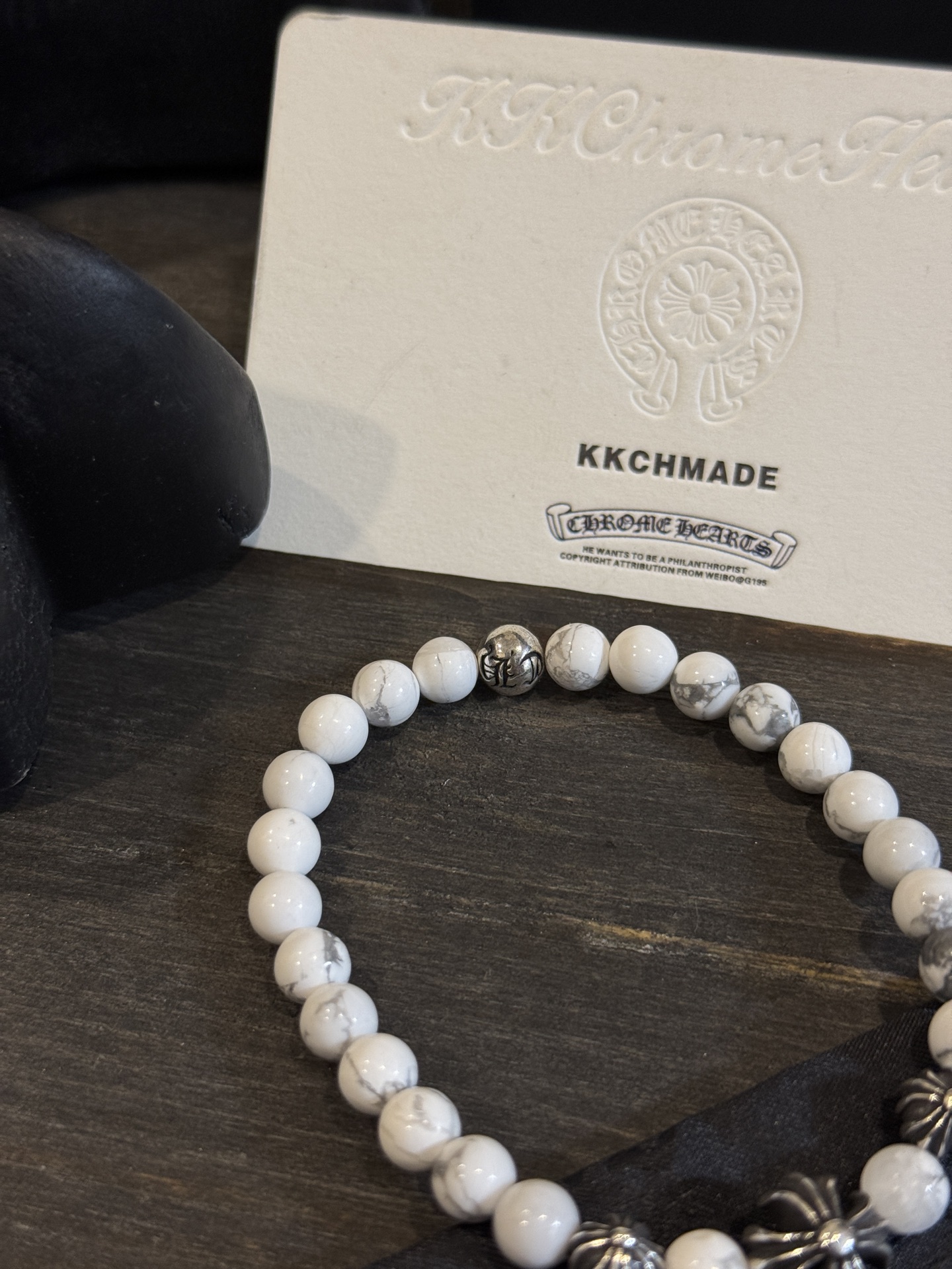 Customer order: White agate 4-silver bead bracelet