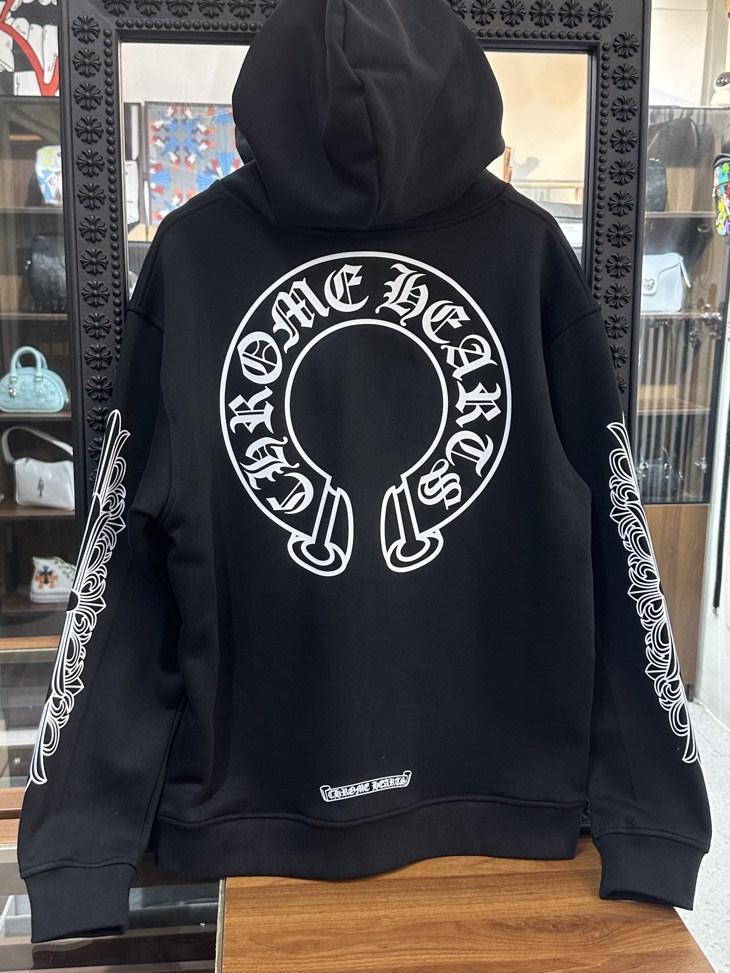 Chrome Hearts classic horseshoe double floral sleeve zip-up hoodie