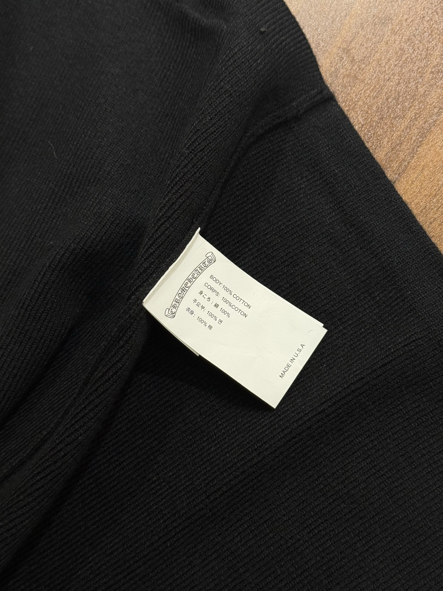 Chrome Hearts Black Cashmere Cardigan with Cross Applique and Sanskrit Embroidery; Oversized Silver Button CardiganSize: S M L