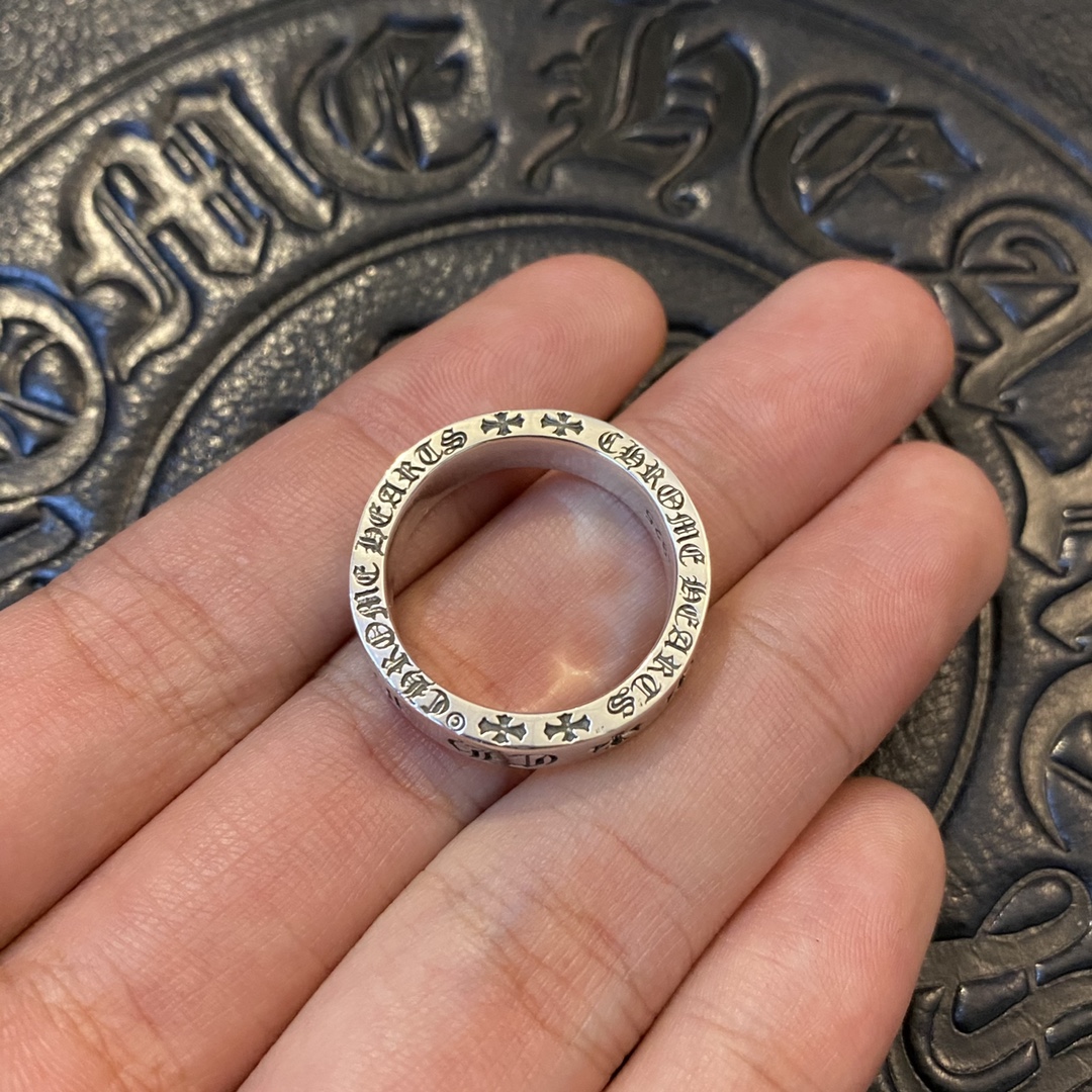 【Custom Order Black Diamond Series】Croy Heart Chrome HeartsBlack Diamond Forever Ring925 Sterling Silver, Hand-set