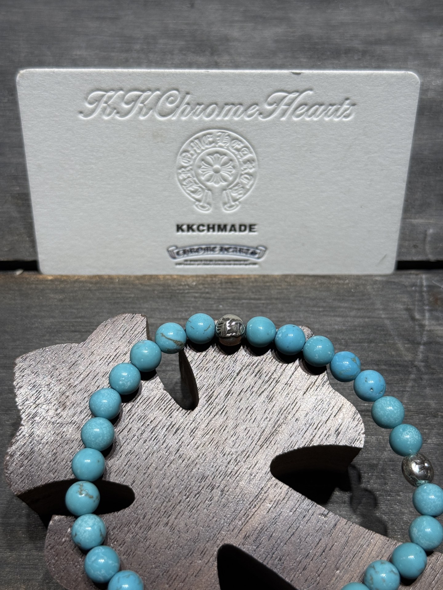Turquoise Silver Bead Bracelet