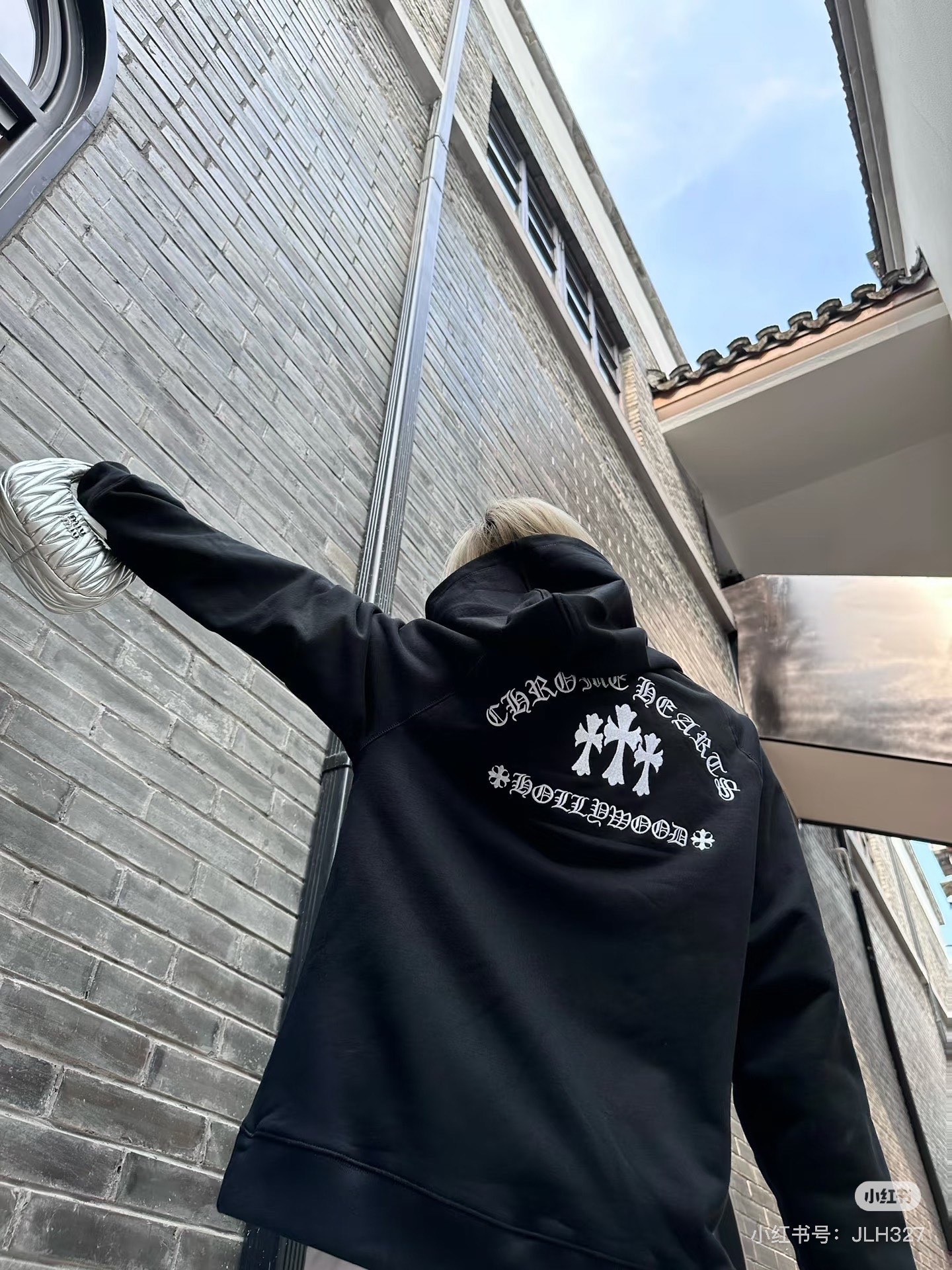 Chrome Hearts Black Zip-Up Sweatshirt with Three Cross Embroidered Letters Sizes S-XL