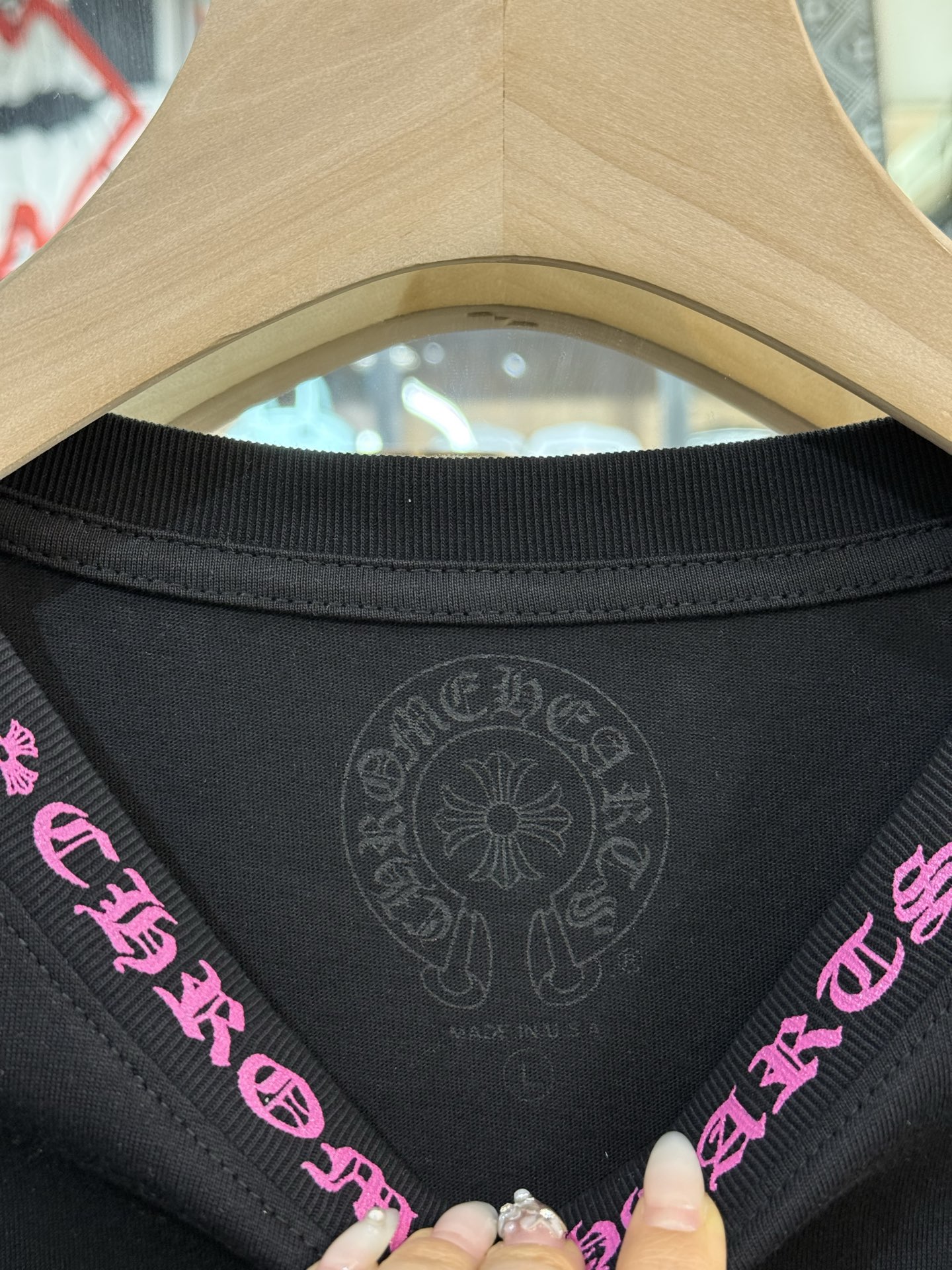 Chrome Hearts Black/Pink Floral Letter Long-Sleeve T-ShirtSizes: S M L XL XXL