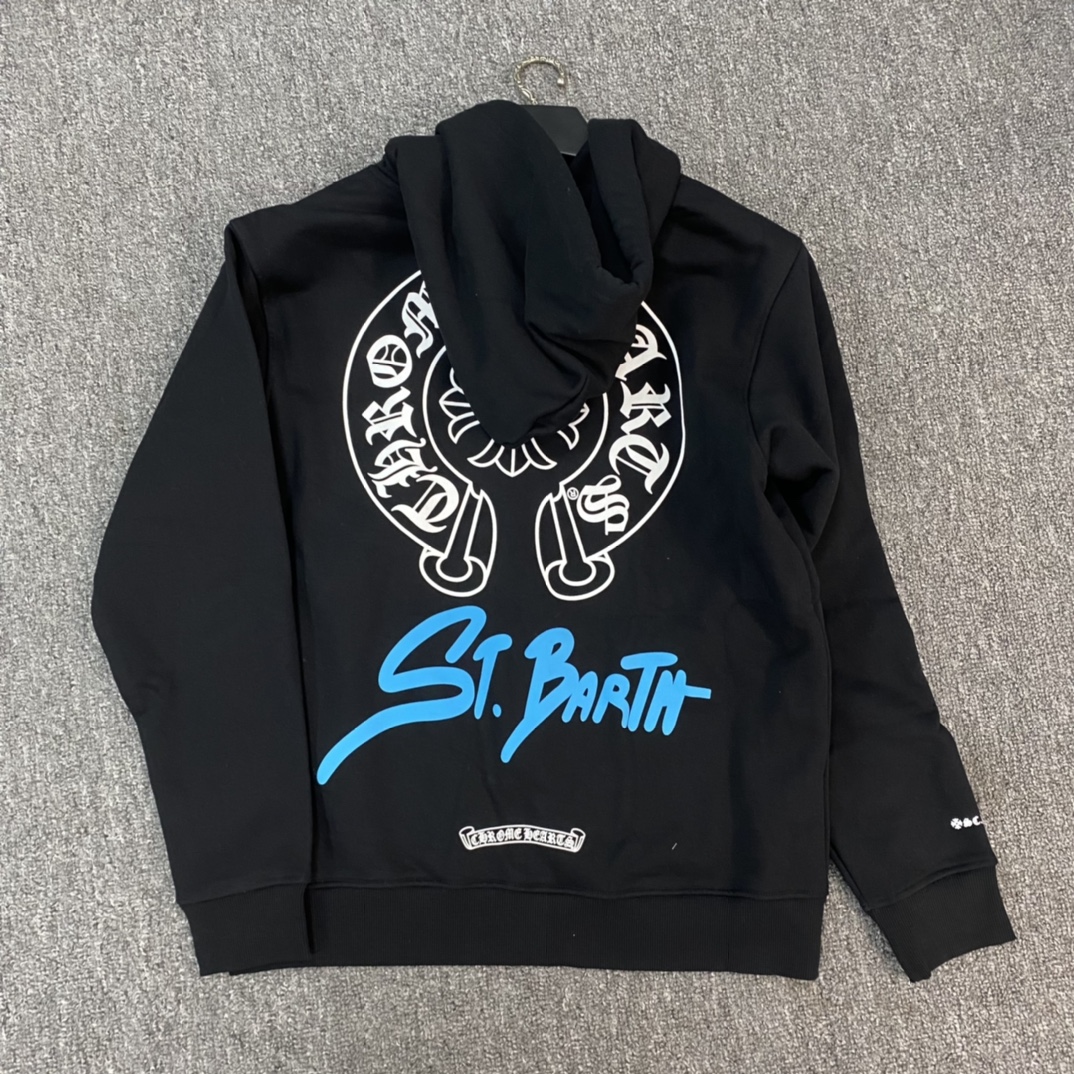 Chrome Hearts Limited Edition St. Zip-Up SweatshirtMade of 42-count 380g pure cotton, featuring a custom antique silver zipper pull, imported ink printing for a three-dimensional effect, complex colors, and high cost. Perfectly customized by YB!Si