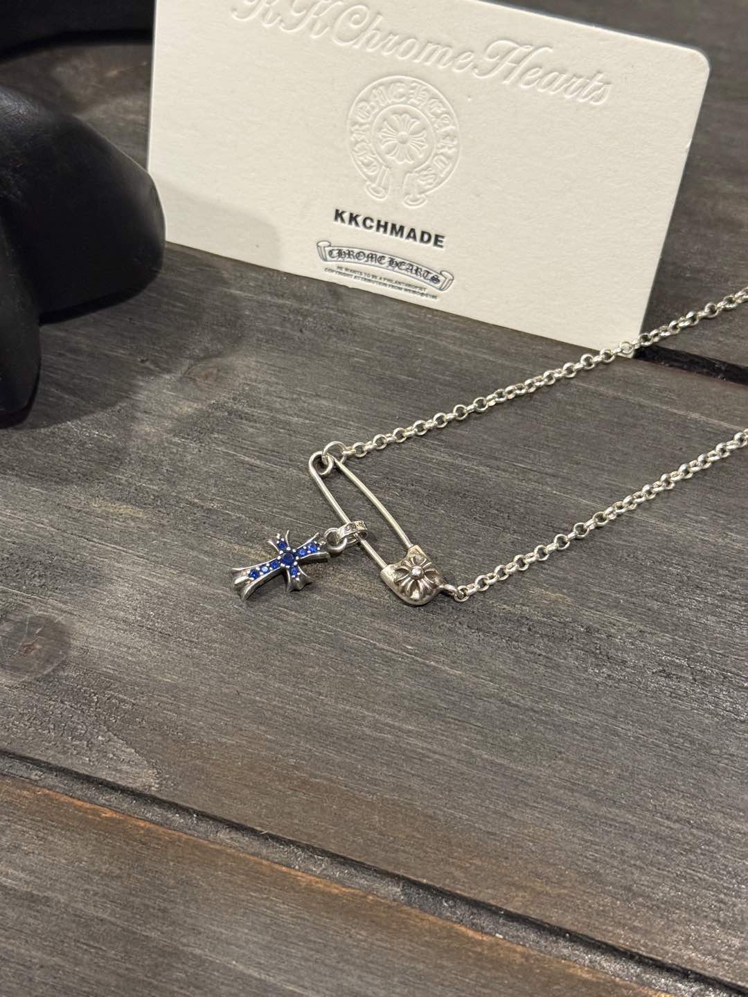 Customer order: Blue diamond BBF + brooch necklace