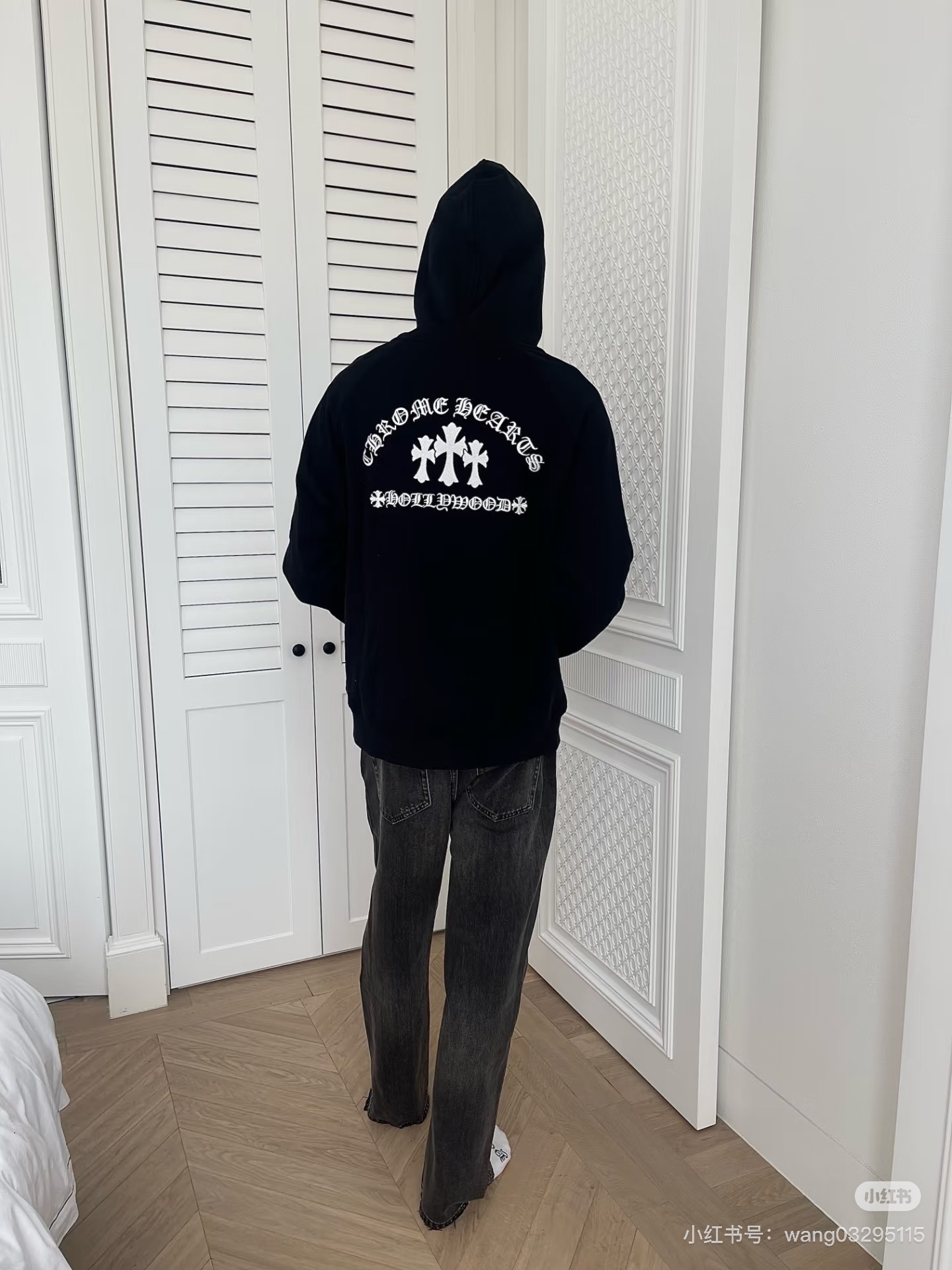 Chrome Hearts Black Zip-Up Sweatshirt with Three Cross Embroidered Letters Sizes S-XL