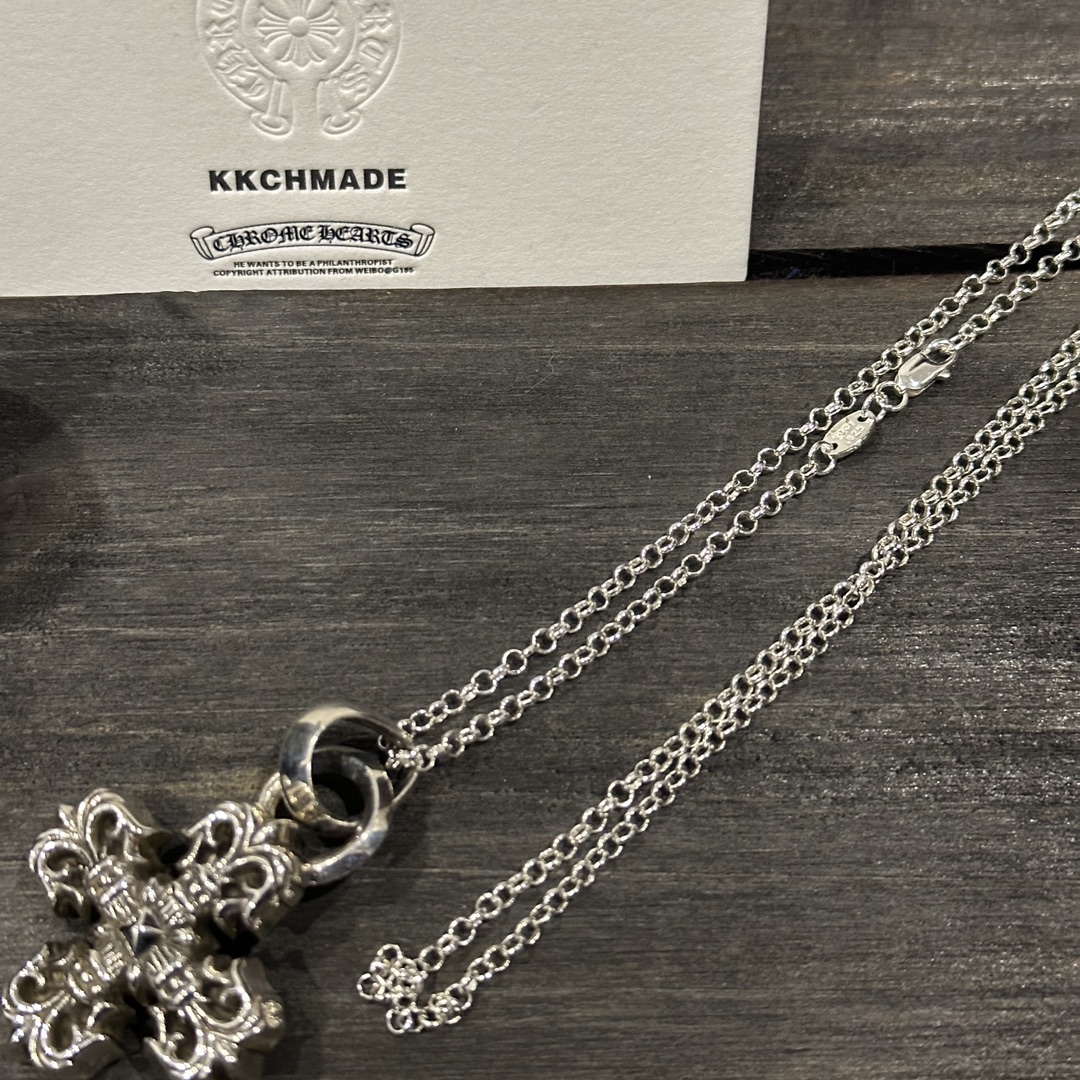 Customer order: Small Flame Cross + Pearl Necklace