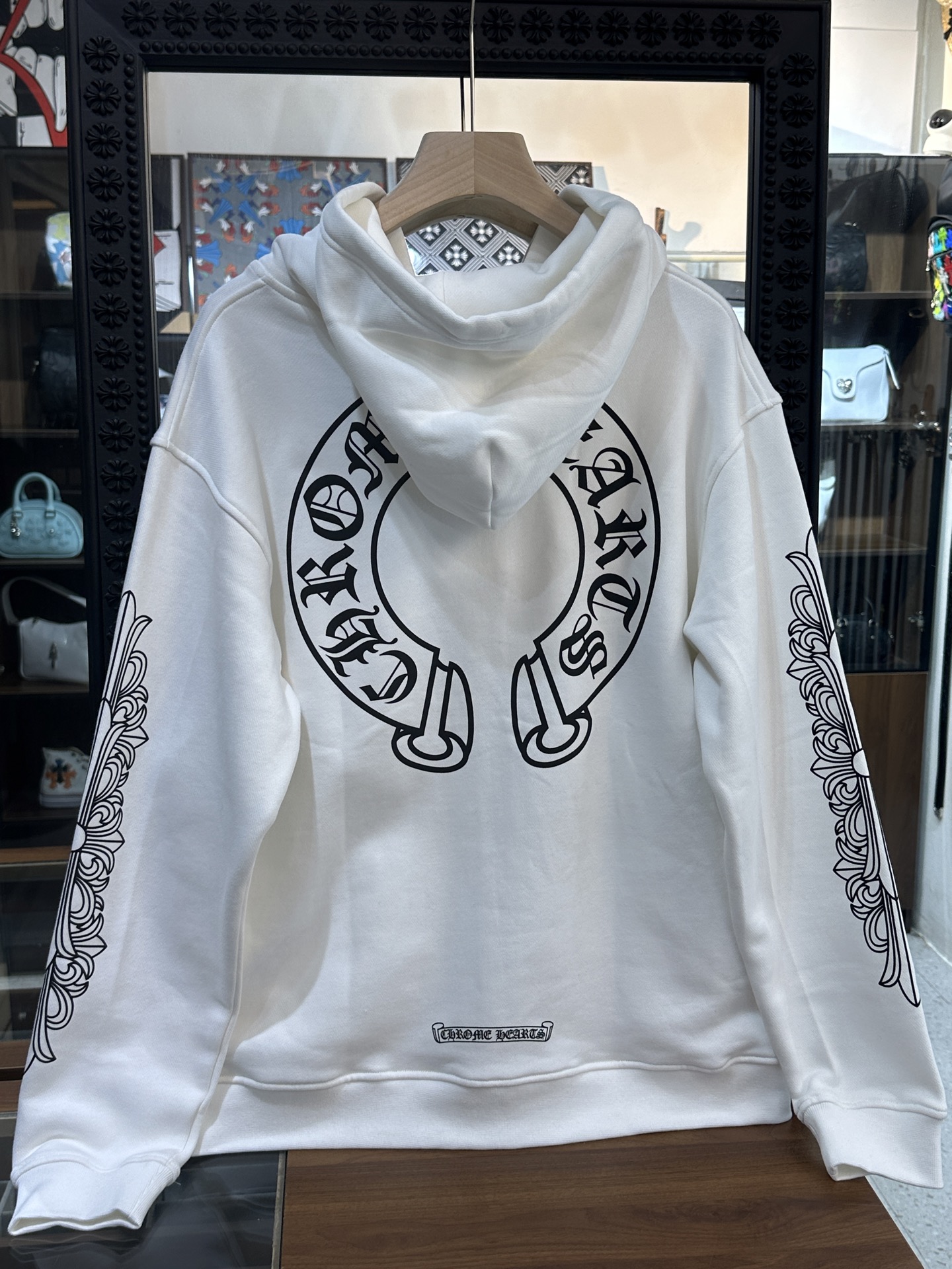 Chrome Hearts classic horseshoe double floral sleeve zip-up hoodie