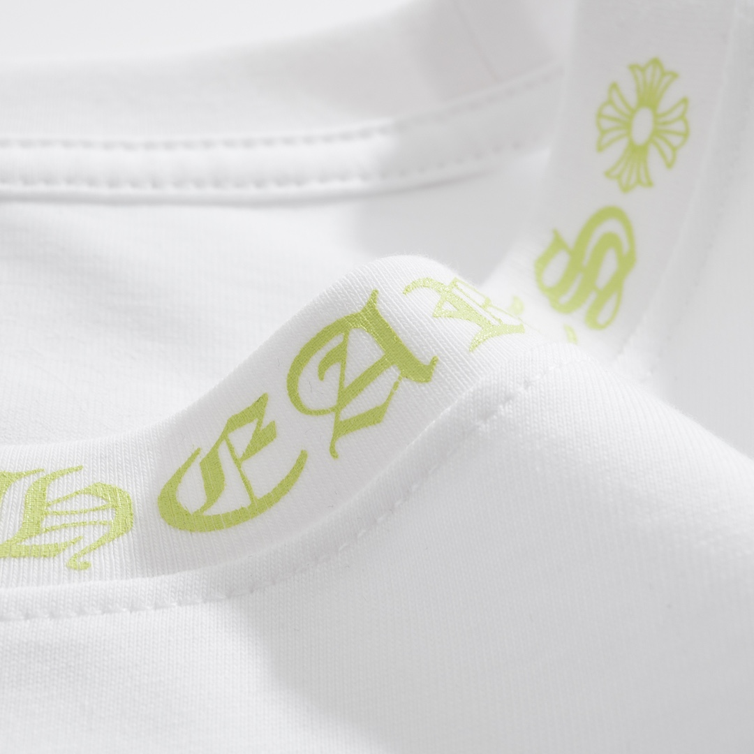 CH Chrome Hearts Fluorescent Letter Sanskrit Long-Sleeve T-ShirtCustom-made comfortable cotton fabric, chest pocket design, fluorescent Sanskrit print on the collar and sleevesSizes S-XL