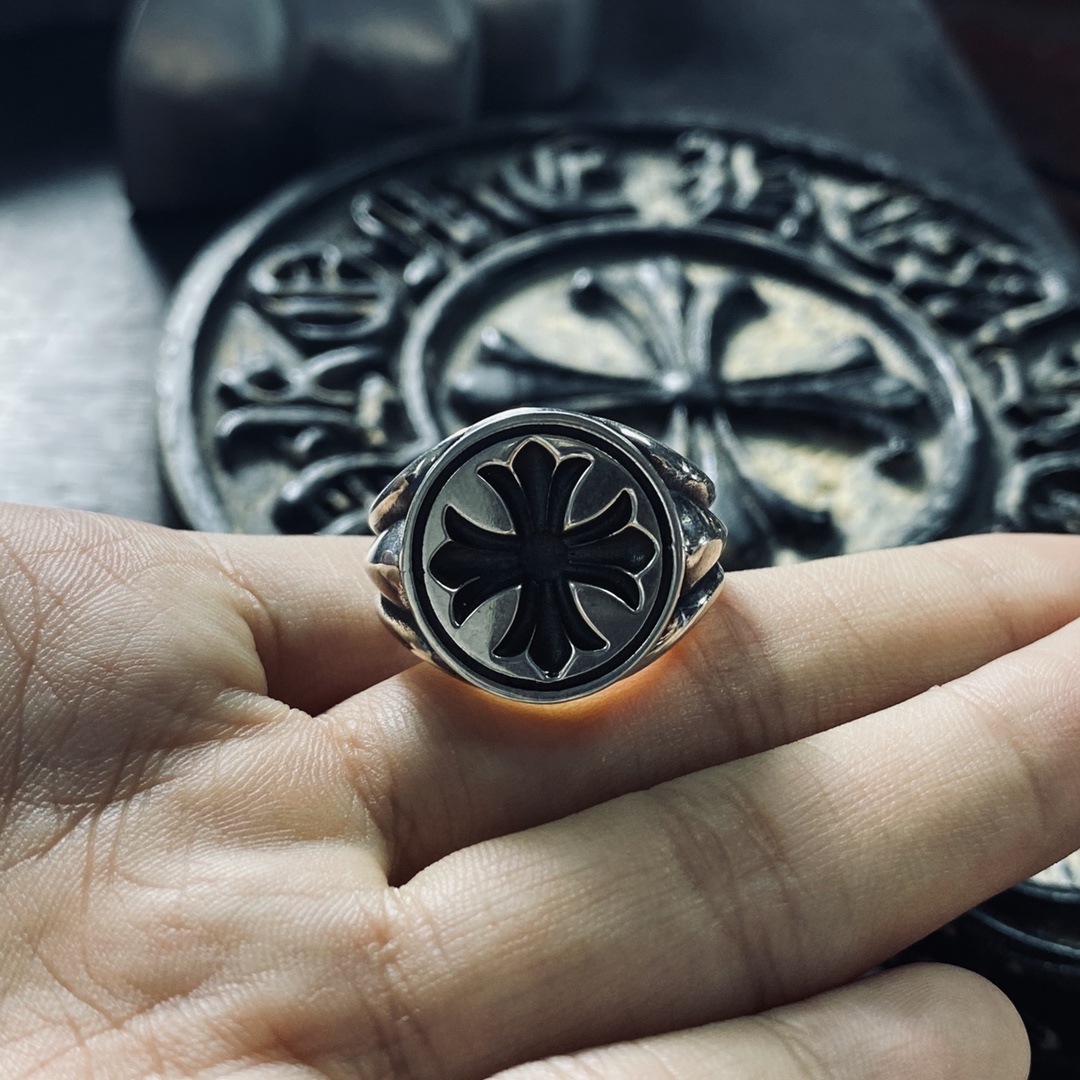 Authentic KK Chrome Hearts Cross Signet Ring