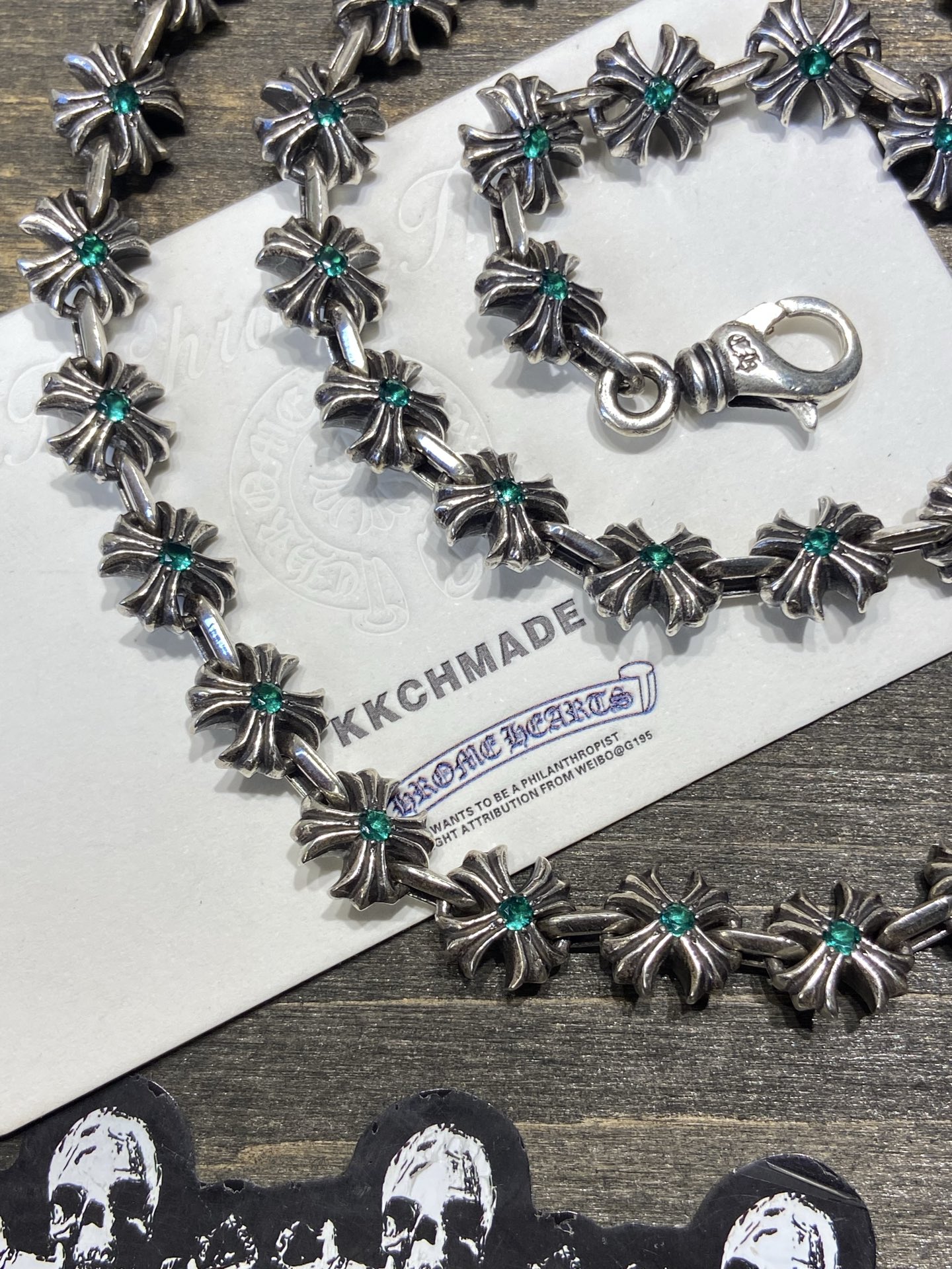 Custom-made CH PLUS Lobster Necklace with Green Diamond Inlay - Exclusive, Extremely Rare Item