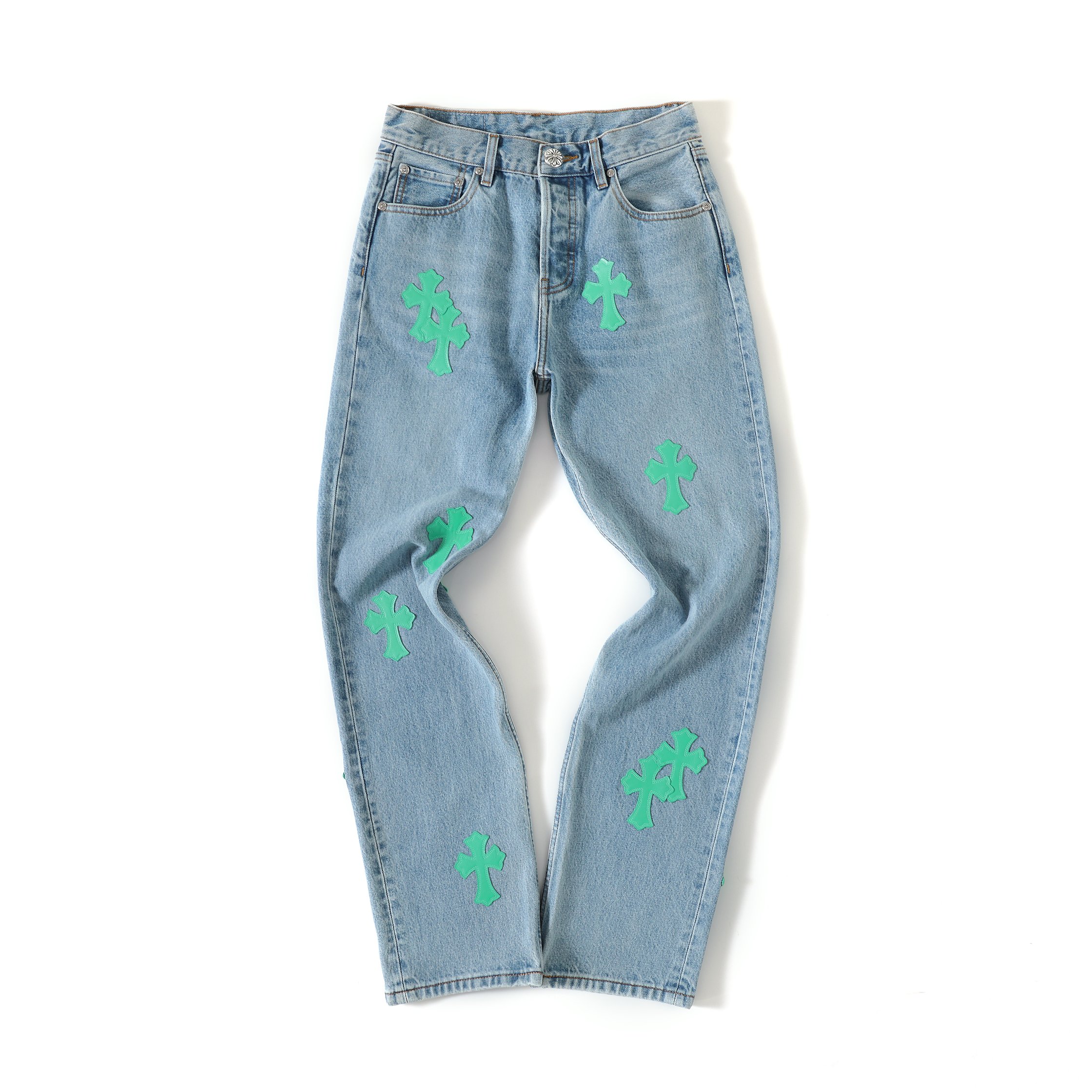 CH London Exclusive Blue City-Limited Jeans: These jeans are undeniably stylish and unique, their rarity speaks for itself. Made with a special original denim fabric, identical to Vintage 501, they undergo a special hand-finishing process and three w