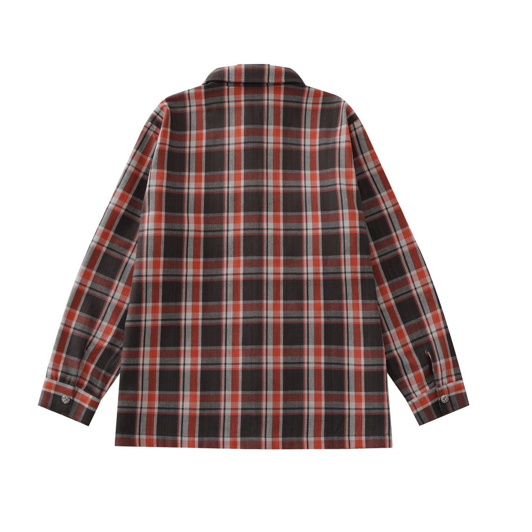 CH's new yellow-orange flannel plaid shirt is now available in all sizes. Made with 11-count double-ply 240g (260g after washing) cotton blend flannel, featuring a brushed front, laser infrared positioning, hand-cutting, and precise alignment. Includ