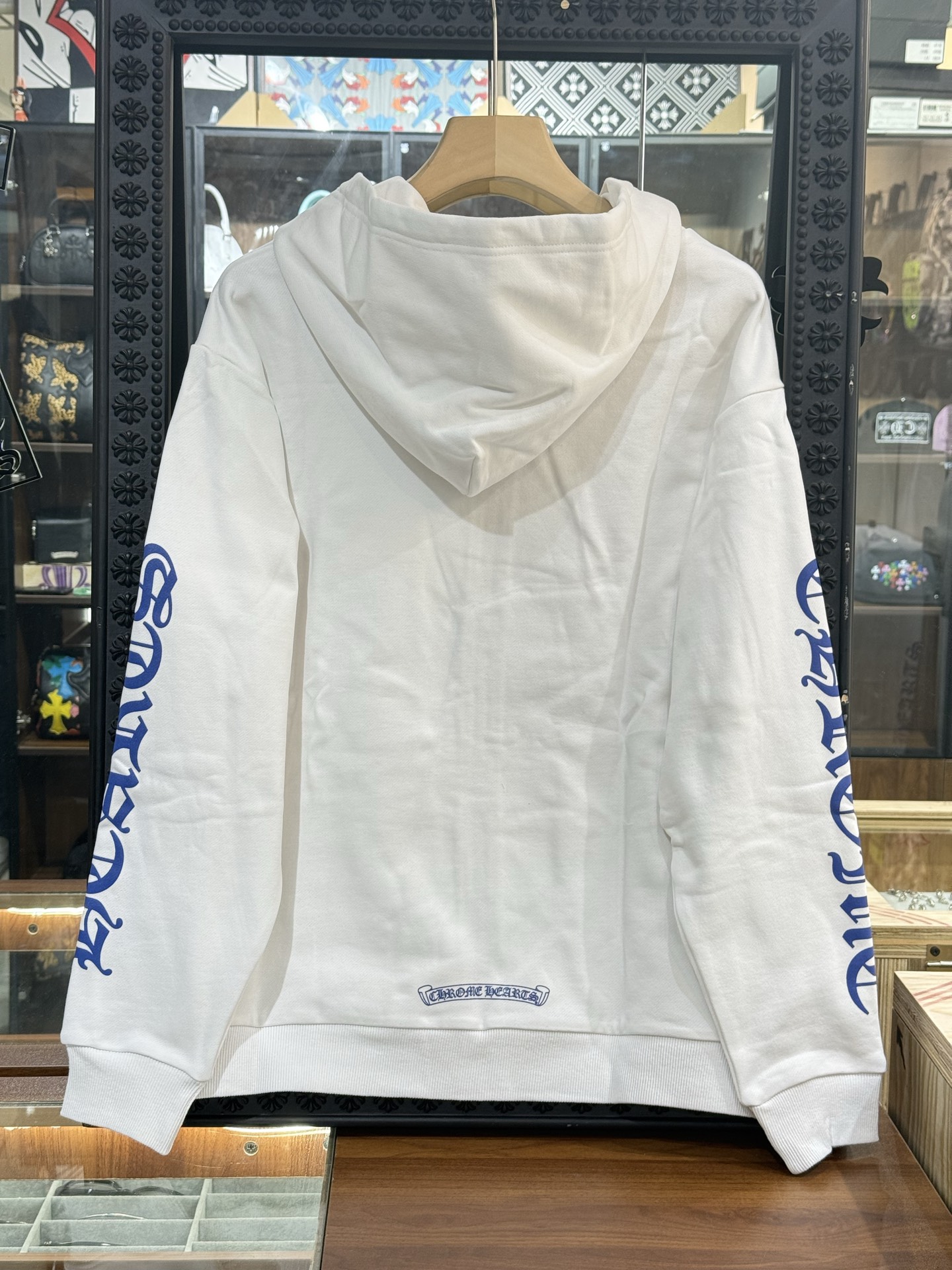 Chrome Hearts Blue Zip-Up Hoodie with Sanskrit LogoSize: S-XL