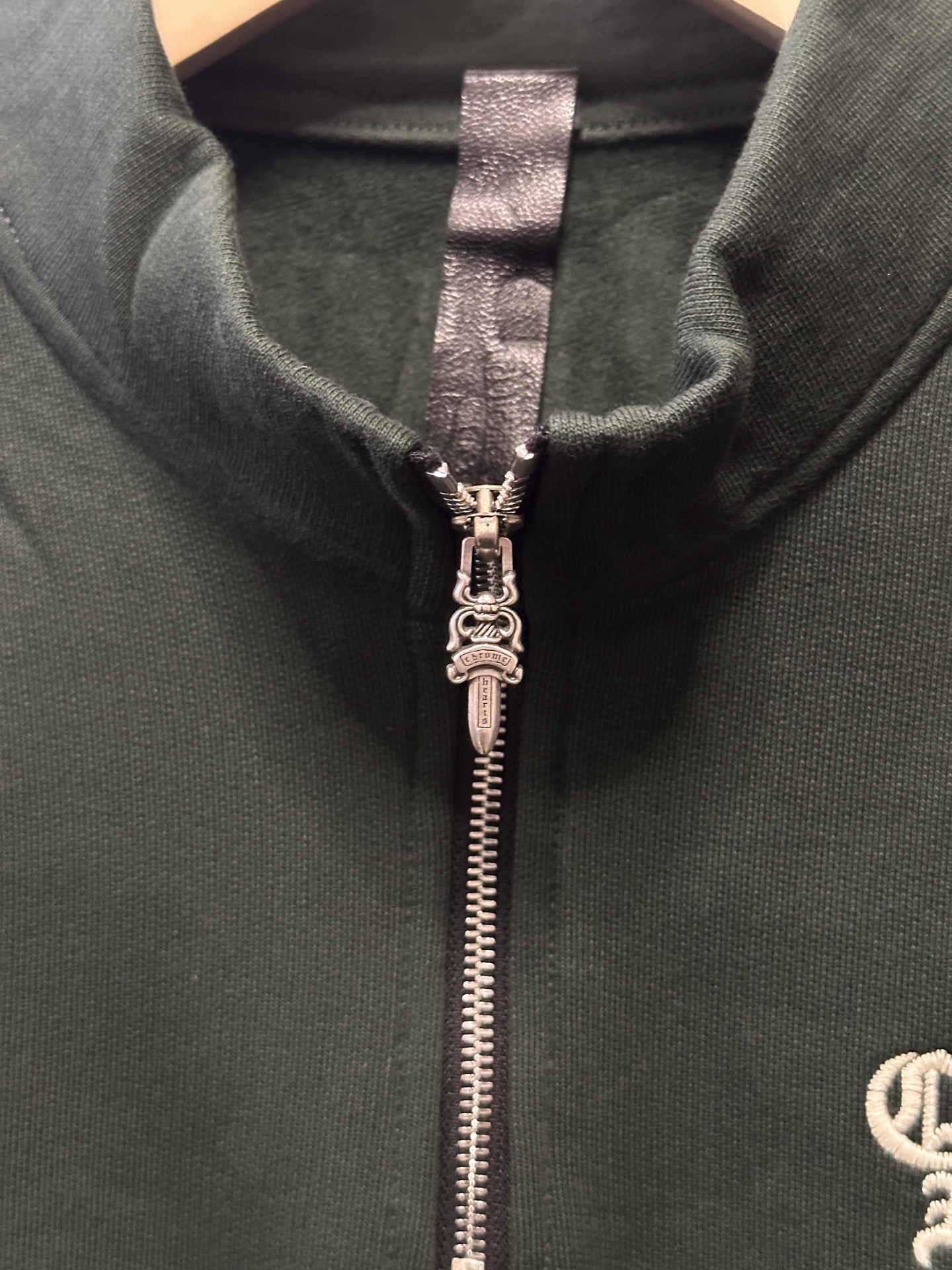 Chrome Hearts New Embroidered Sweatshirt/Hoodie, Olive Green. Exclusive stock, all hardware is original molded and silver-plated.Thin fleece lining. Custom-woven and dyed fabric with consistent heat treatment.Sizes S-XL
