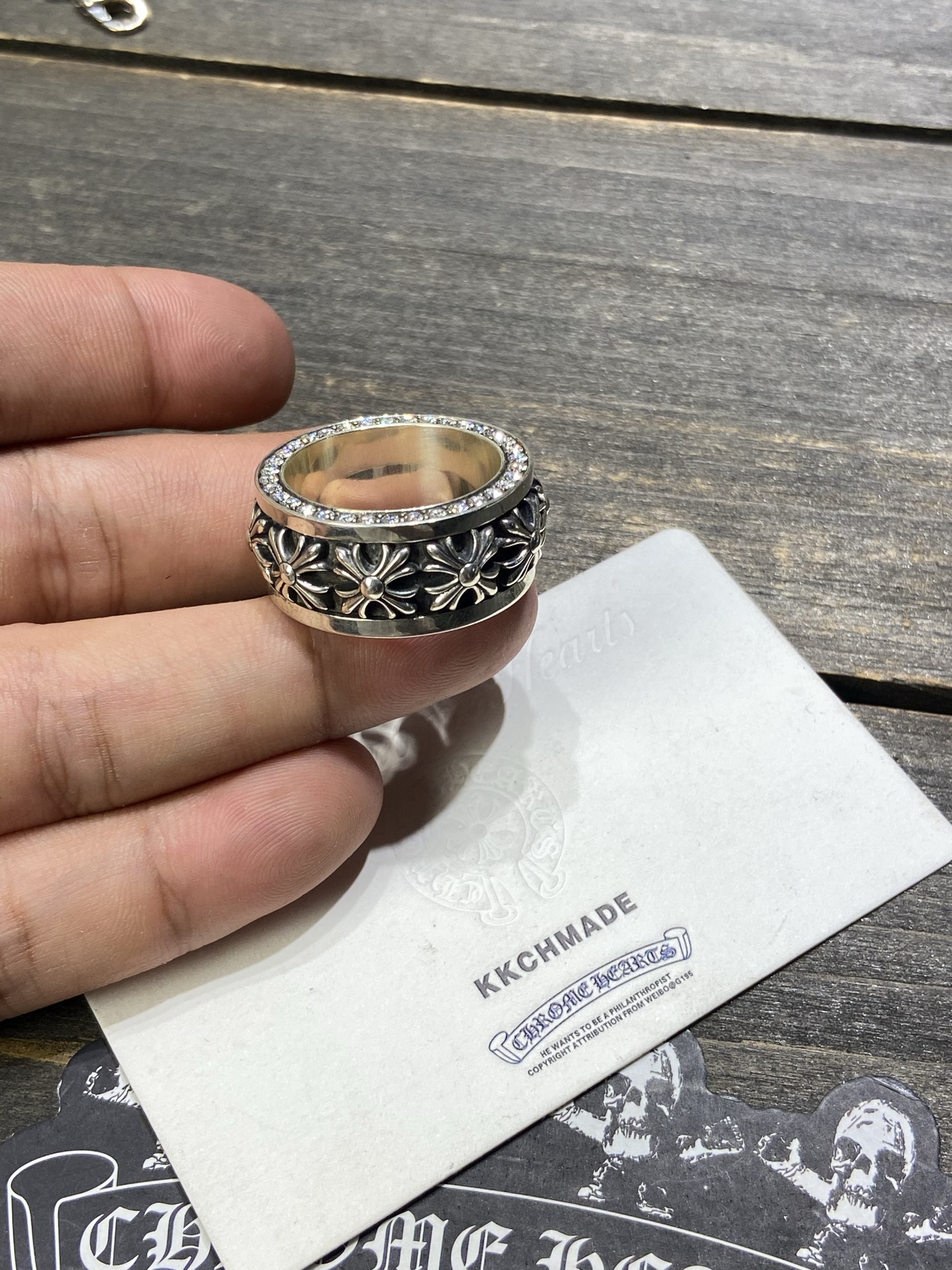 Custom-made for clients: VVS full diamond setting with rotating cross pattern 💎