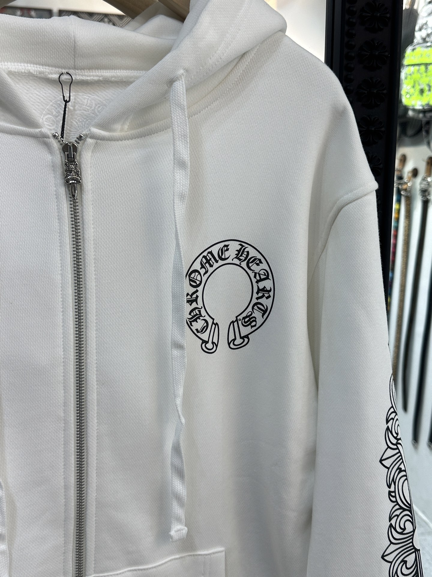 Chrome Hearts classic horseshoe double floral sleeve zip-up hoodie