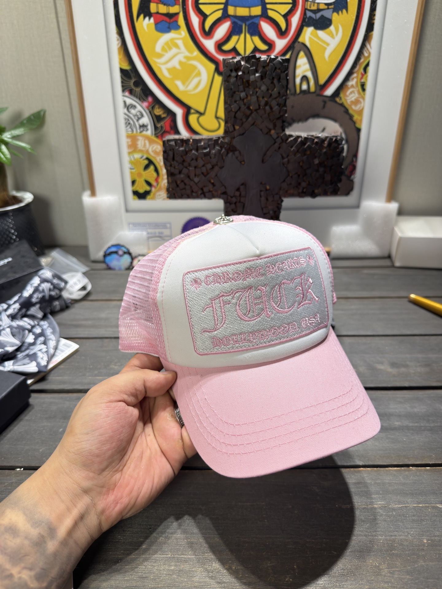 Custom-ordered CH Pink Logo Baseball Cap with Sterling Silver Buckle and Top-Quality Stitching