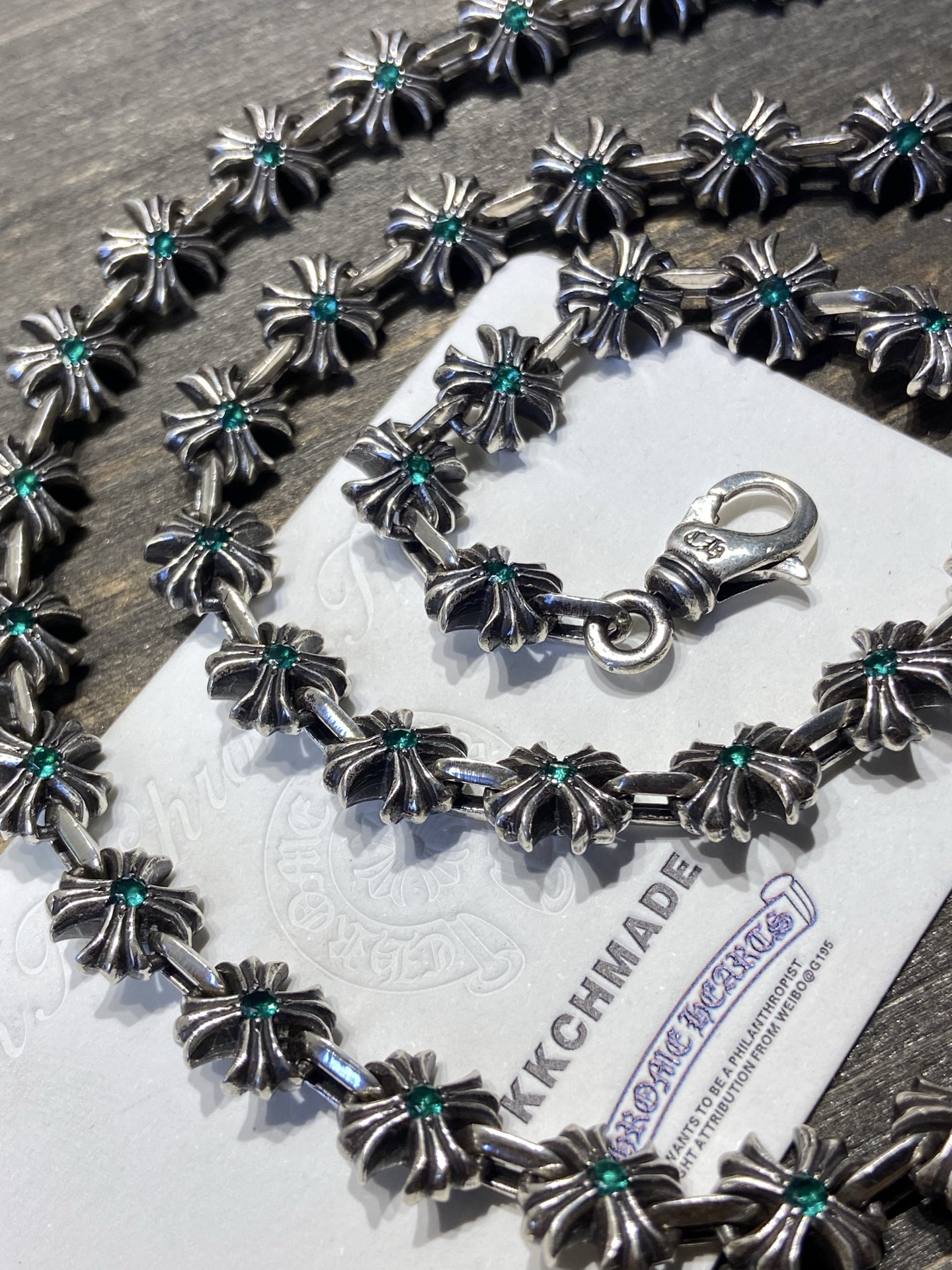 Custom-made CH PLUS Lobster Necklace with Green Diamond Inlay - Exclusive, Extremely Rare Item