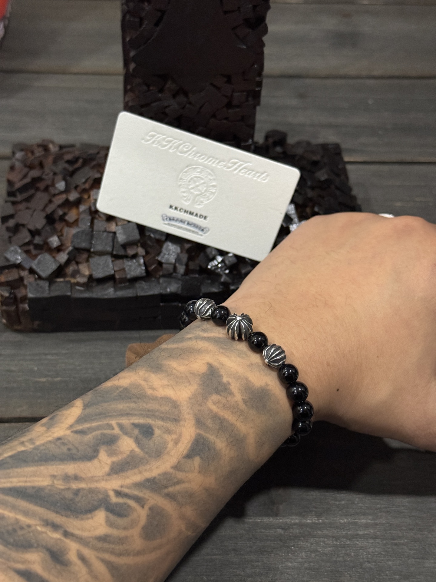 Customer order 🔝 Obsidian 4-Silver Bead Bracelet