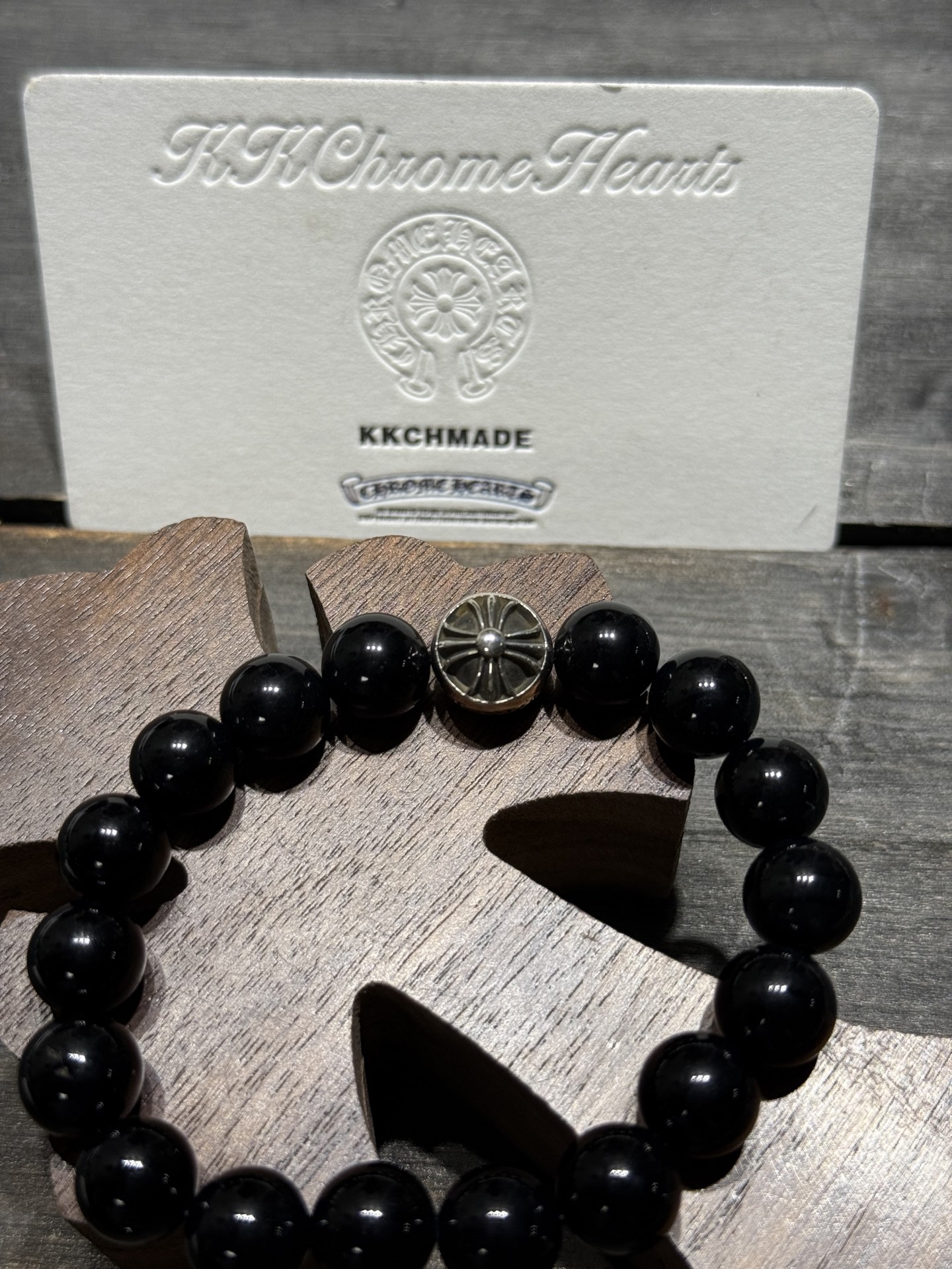 Obsidian Silver Bead Bracelet