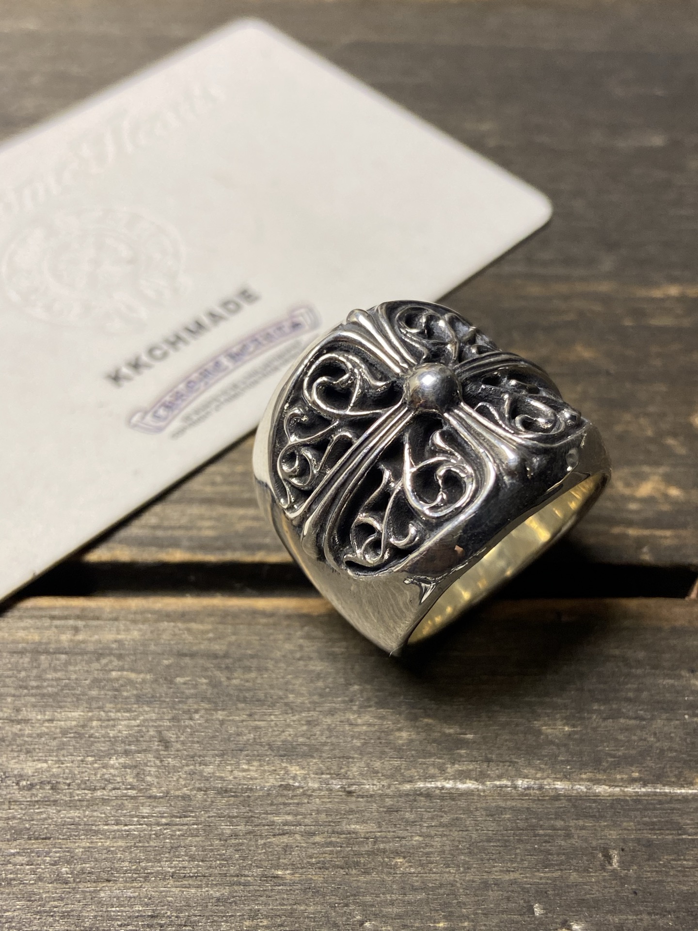 Oval cross vine ring, all sizes in stock.