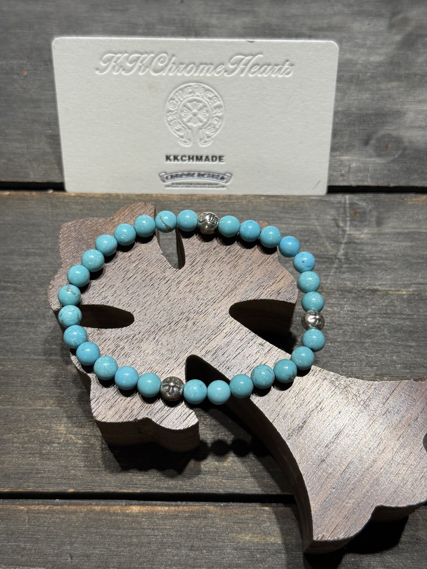 Turquoise Silver Bead Bracelet