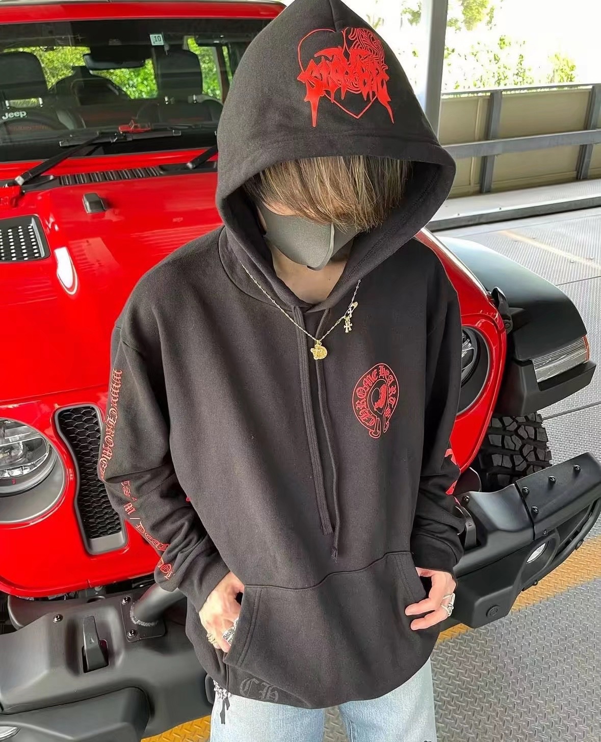 Chrome Hearts x Deadly Doll Limited Edition Red Horseshoe HoodieSize: S M L XL