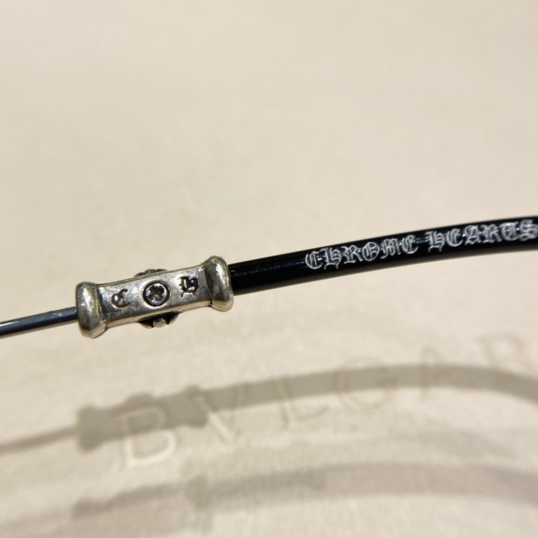 Chrome Hearts BUBBA II-A Black & Silver Limited Edition EyewearOriginal Top-Tier Version, 1:1 Silver Accessories, Supplied from Overseas Imports, Engraving Details, Flawless