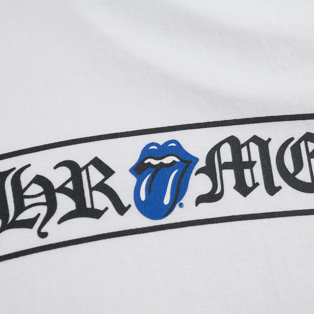 CH Chrome Hearts Las Vegas Limited Edition Rolling Stones T-ShirtMaterial: 200g 21S fine cotton plain weave. Printing involves nearly ten film prints, all using imported materials and produced on an oval machine to ensure stability. Custom silver la