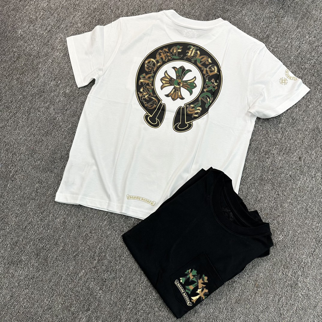 Chrome Hearts CH 23FW Camouflage Short-Sleeve T-ShirtFabric: 220g pure cotton, imported ink 3D printing, different from other versions on the market with incorrect color matching. Bulk stock available for immediate shipment.Sizes: S M L XL