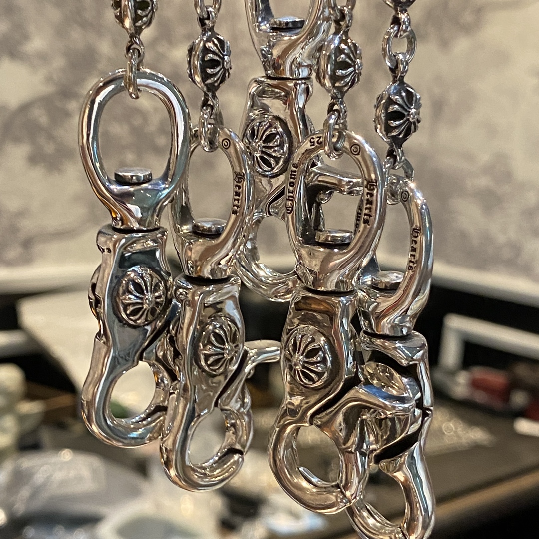 Chrome Hearts925 Sterling Silver Cross Ball Chain for Bags and PantsLength: 42cm, Weight: 100g