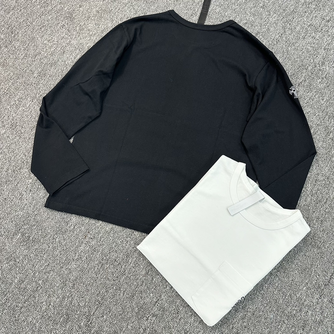 Chrome Hearts Sanskrit Embroidered Logo Long-Sleeve ShirtFabric: Custom-woven and dyed 40% twill 230g pure cotton single-sided reactive fabric, sheepskin logo label, bound collar, full embroidery. Bulk stock available. Unisex.Sizes: S, M, L, XL