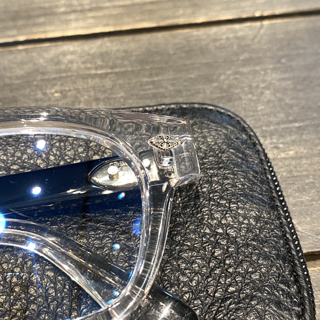 Chrome HeartsJENNATAILYEA Transparent Frame Long Cross Glasses925 Sterling Silver, Imported Acetate, Large Frame, Perfect for a Natural Look, Suitable for Both Men and Women, Simple and Elegant, Multiple 925 Sterling Silver Adornments, Very Luxur