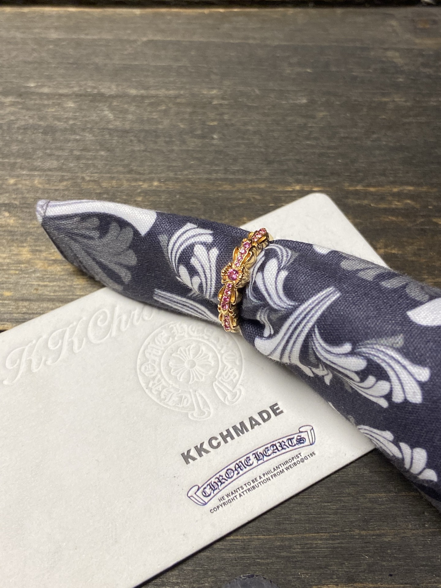 Custom-made for clients: 22k gold pink diamond narrow open cross flower design