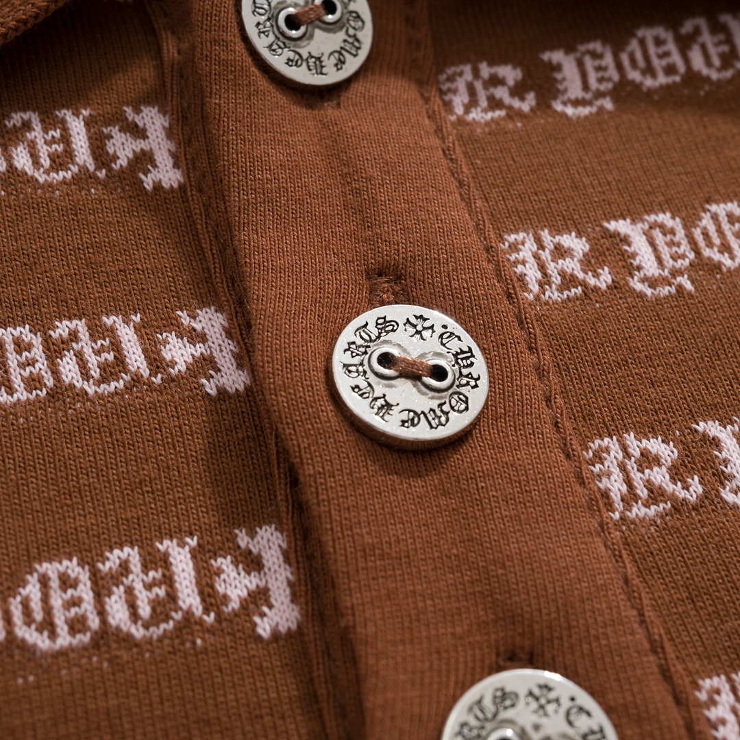 New Arrival: Chrome Hearts C2023FW CH Jacquard Striped Polo Long-Sleeve T-Shirt. Custom-dyed jacquard cross fabric, four colors available. Custom buttons on the neckline, embroidered chest, custom-dyed ribbed fabric. Sizes: S-L. Unisex.