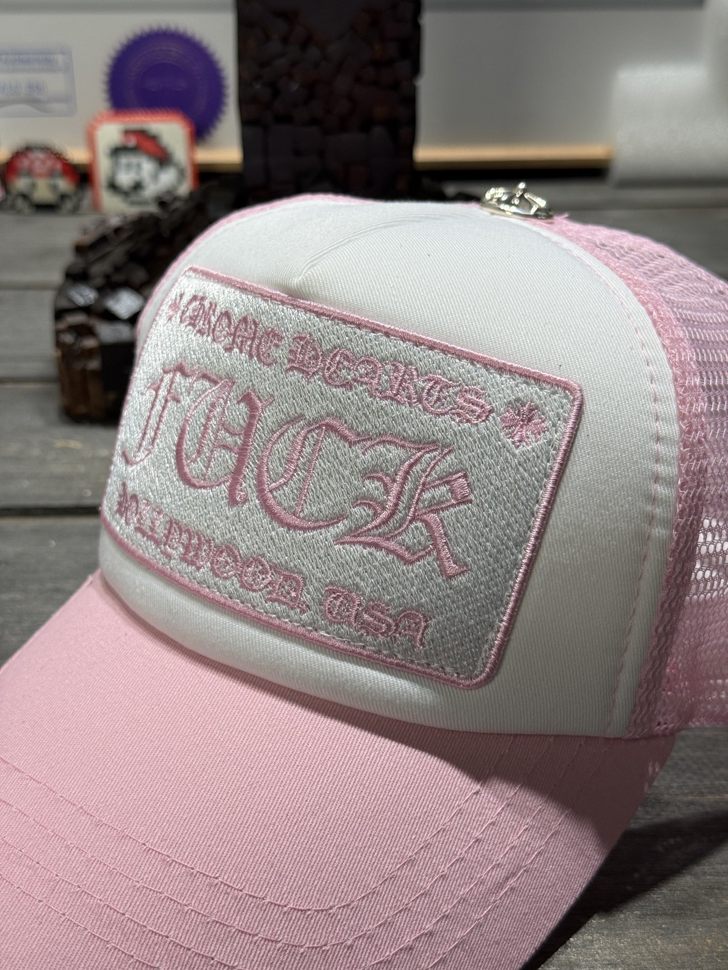 Custom-ordered CH Pink Logo Baseball Cap with Sterling Silver Buckle and Top-Quality Stitching