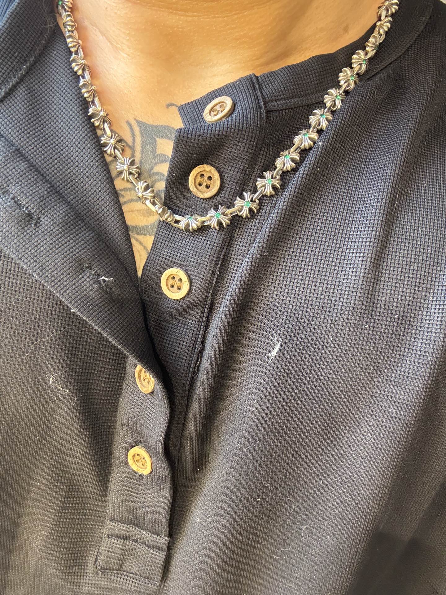 Custom-made CH PLUS Lobster Necklace with Green Diamond Inlay - Exclusive, Extremely Rare Item